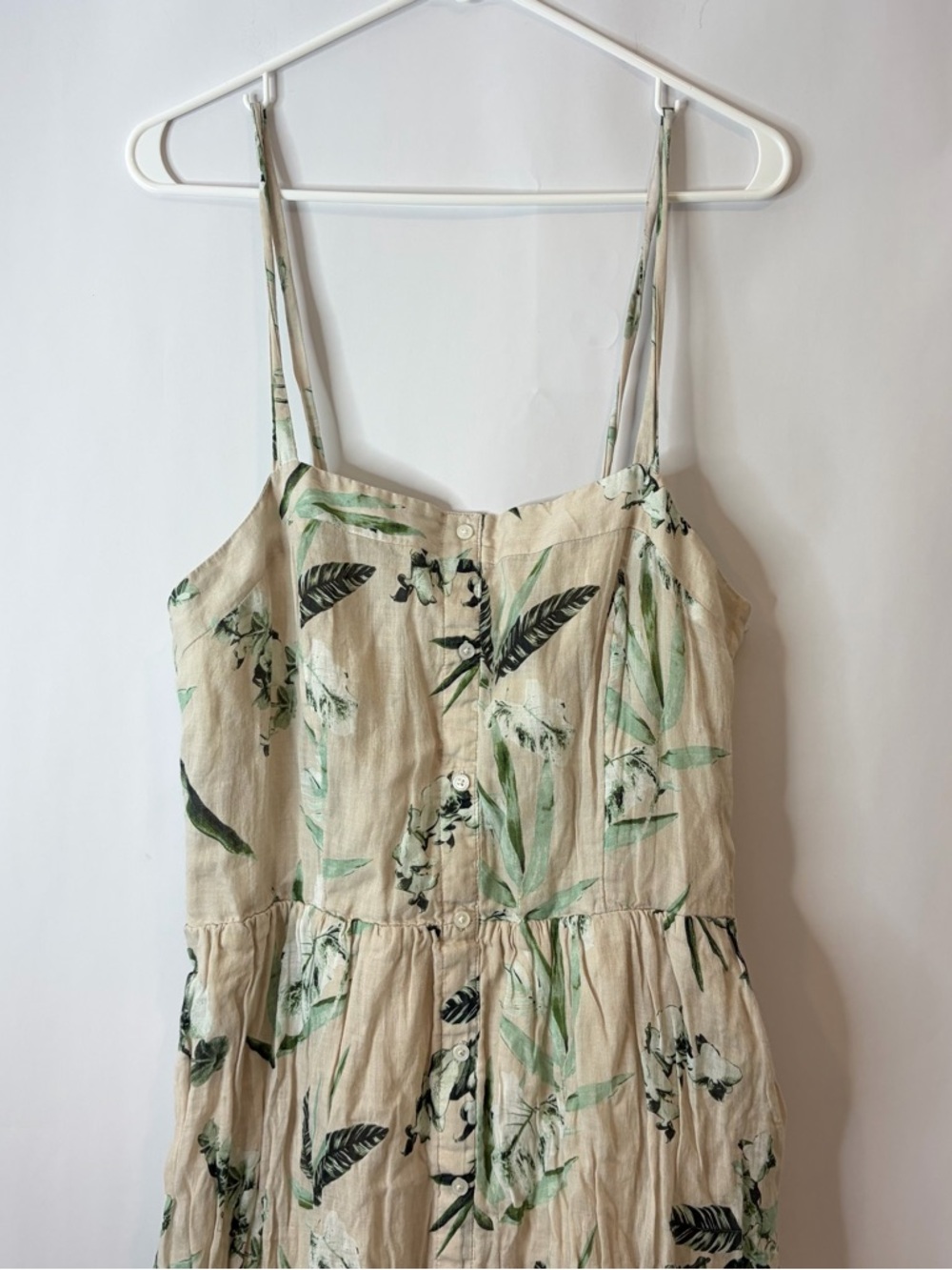 Banana Republic Maxi Dress with Green and Black Botanical Leaf Print Large Tall - Picture 3 of 10